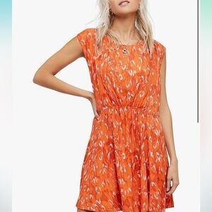 Free People Fake Love Animal Print Gathered Sleeveless Mini Dress